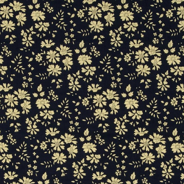 Beige Flower Monogram On Navy Liberty Of London 100% Cotton Tana Lawn ...