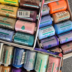 1000m Assorted Colors Overlock/Sewing Threads - Box of 10